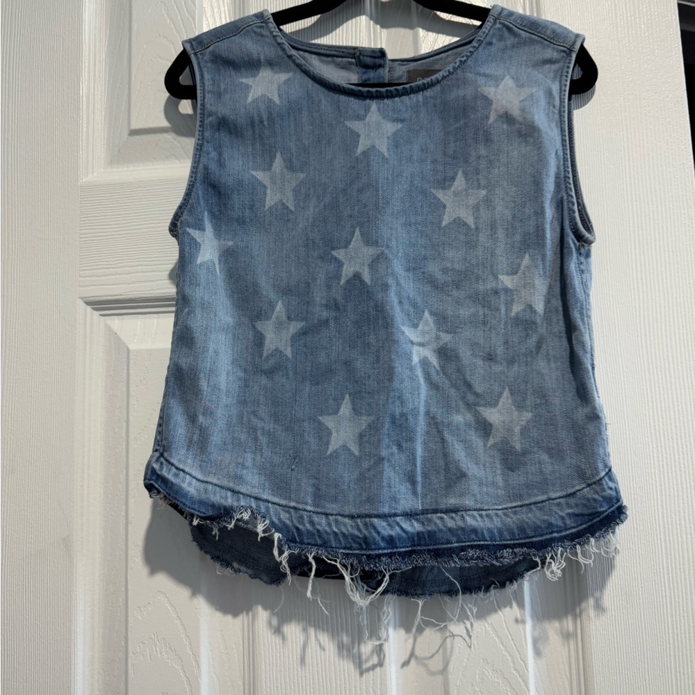 Girls DL1961 Denim Star Print Sleeveless Top